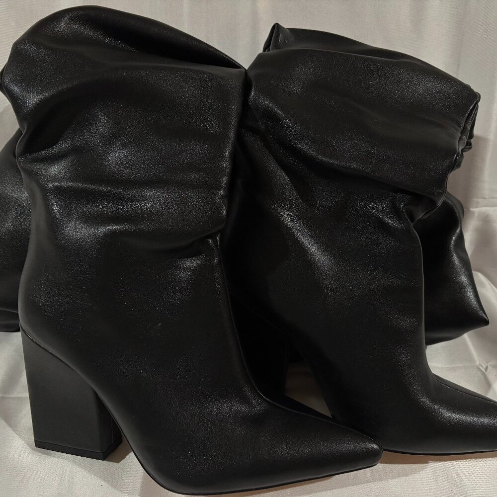 PrettyLittleThing Black Western Slouch Over the Knee Boot Size US 7